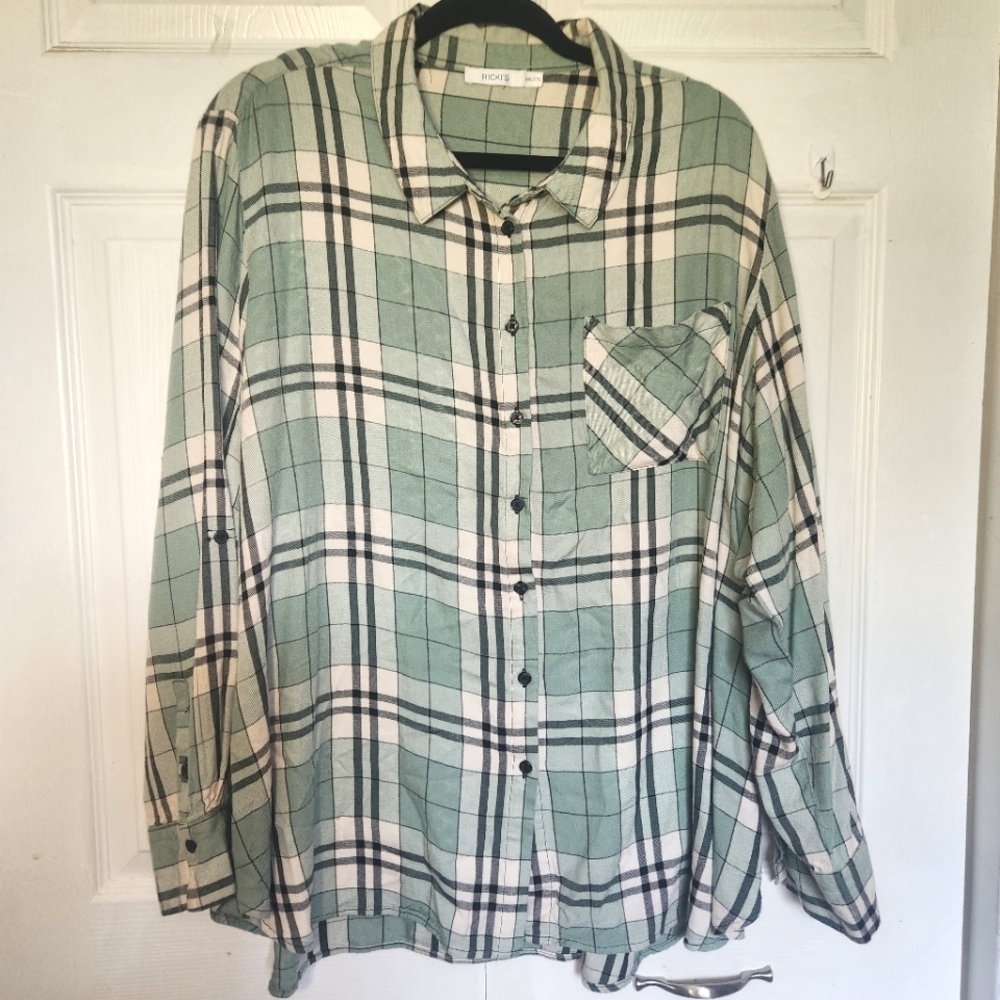 Rickis Womens Plus Size Super Soft Long Sleeve Button Down Size XXL/2x - Picture 4 of 14